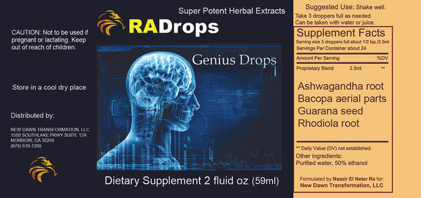 2-PAK GENIUS DROPS - Calm Steady Mental Focus & Analysis 2oz