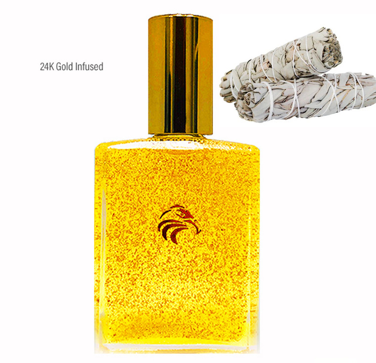 24K Gold Ethiopian Frankincense & Myrrh (10Z) + 2 BONUS SAGE WANDS