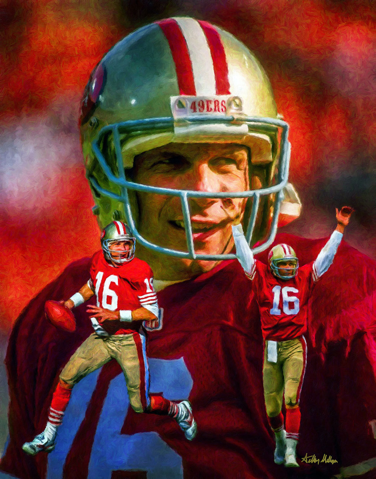 San Francisco 49ers Joe Montana QB Quarterback NFL Football Art