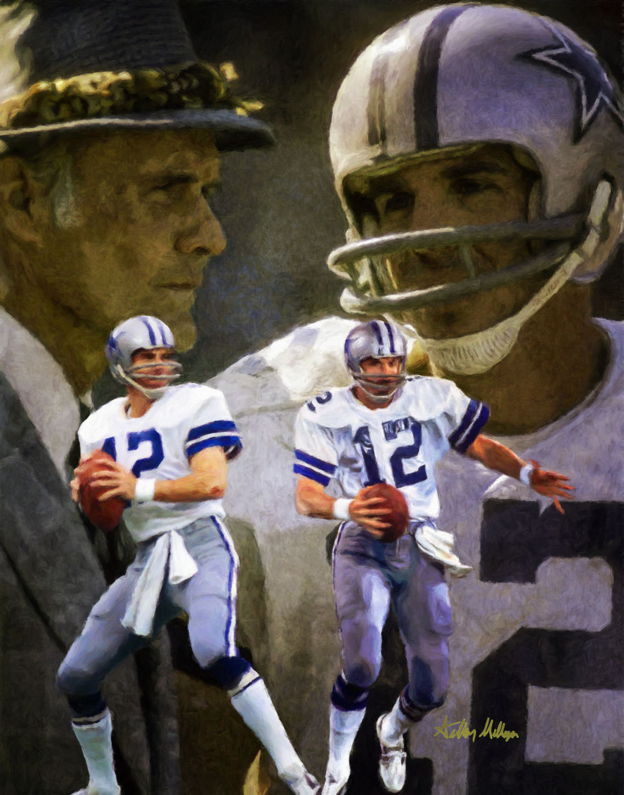 Dallas Cowboys Roger Staubach Quarterback QB NFL Football Art 8x10