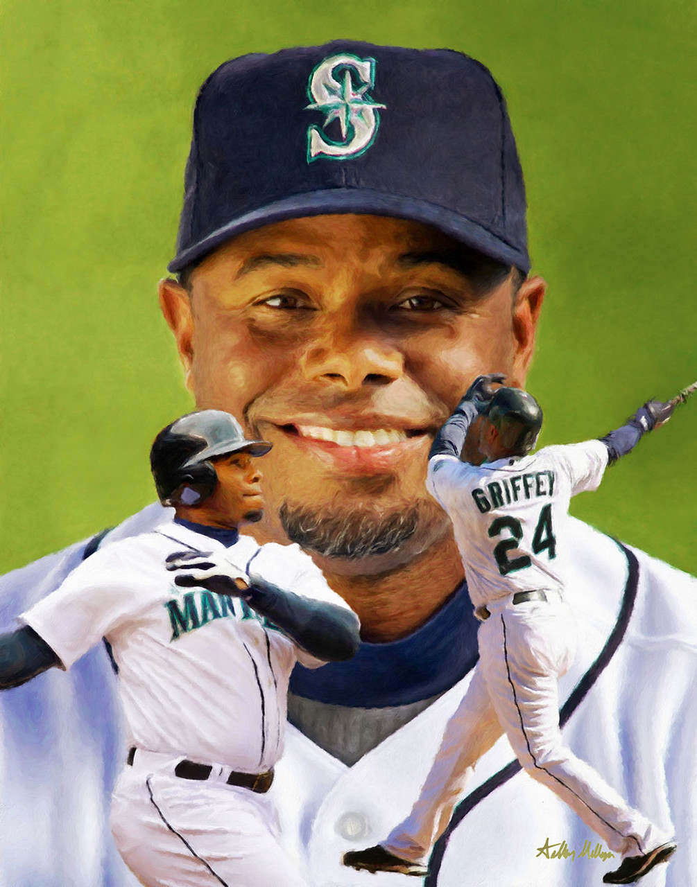 Former Seattle Mariner Ken Griffey Jr. reviews his photos as he