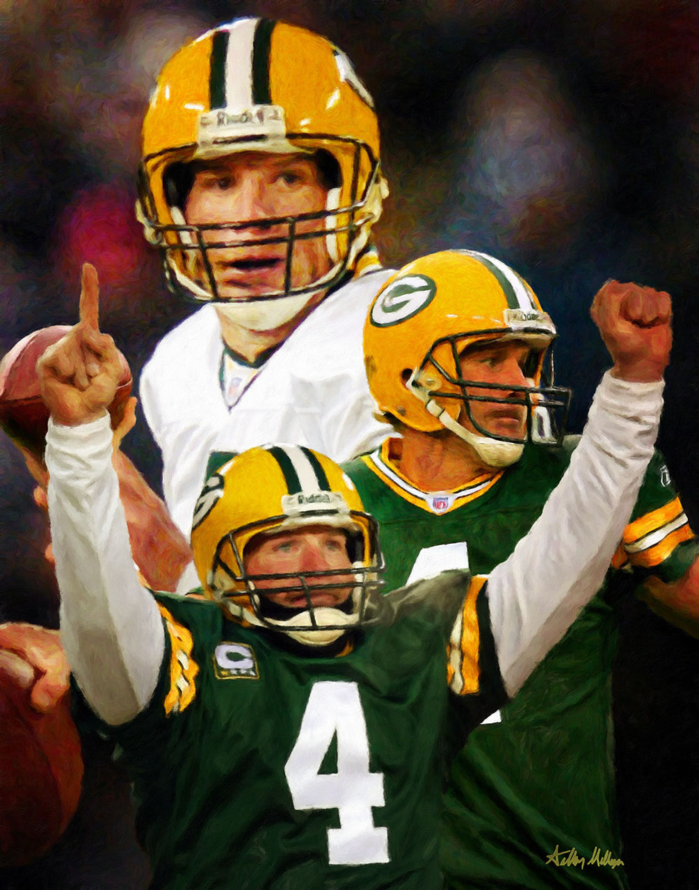 Green Bay Packers Brett Favre QB Quarterback NFL Football Art 8x10 to 48x36  Art Print