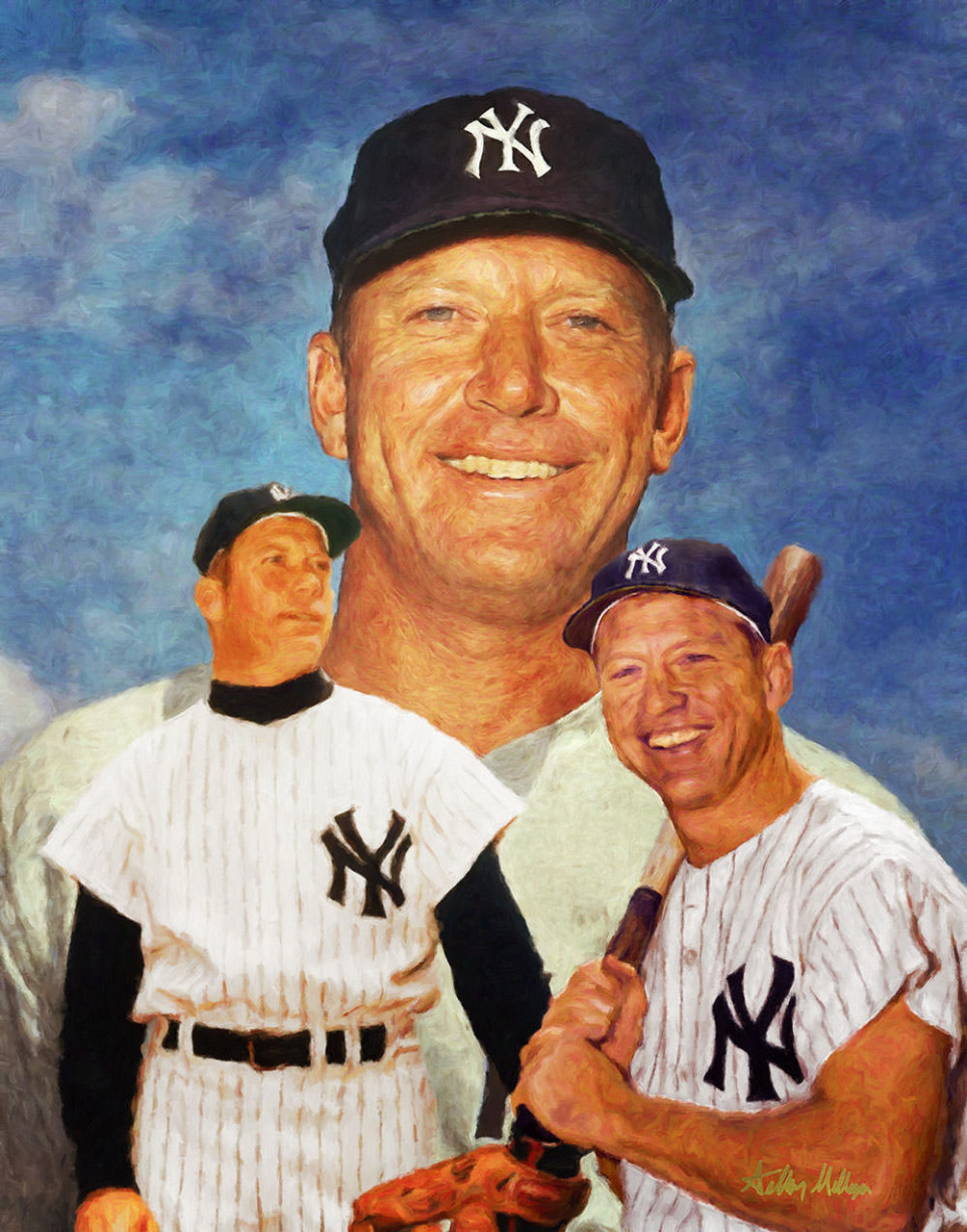 NY Yankees z Mickey Mantle ART 2510 ORIGINAL AIP A by StadiumArt .com