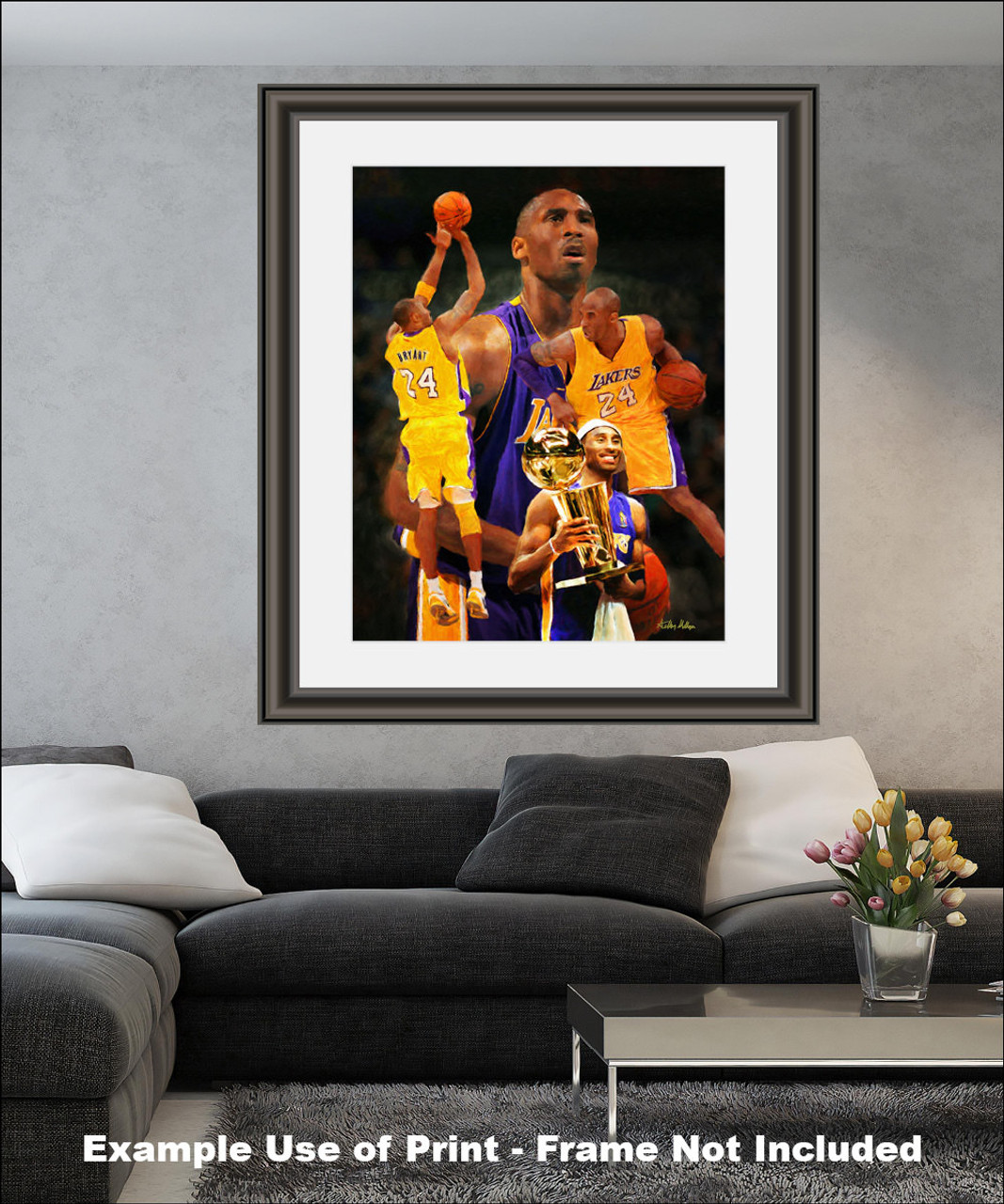 Kobe Bryant 8 x 10 Photograph with Team Patch and Statistics in a 12   18 Deluxe Photograph Frame