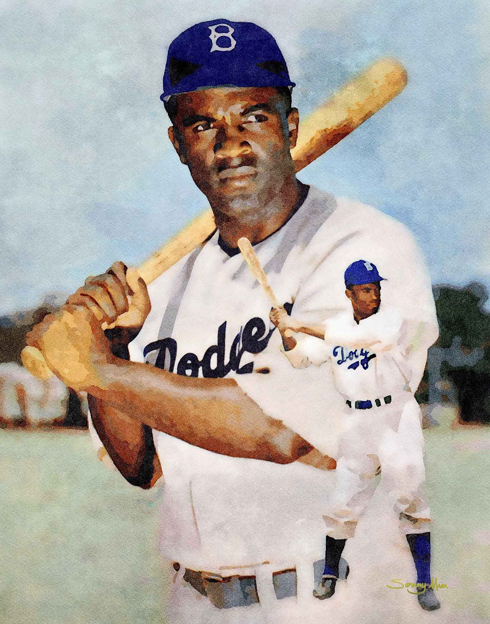 Jackie Robinson Brooklyn Dodgers Baseball 8x10 Color Photo I