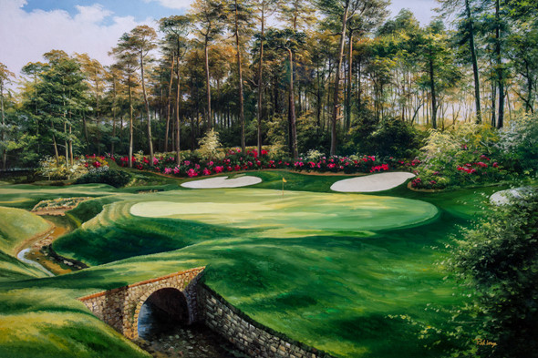 Augusta National Golf Club, Masters Tournament Hole 13 Azalea golf course oil painting 2570  Art Print main image