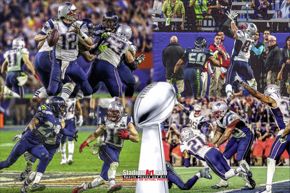 New England Patriots Super Bowl Champions Tom Brady Football Art Print 13x19 or 24x36 StadiumArt.com Sports Photos