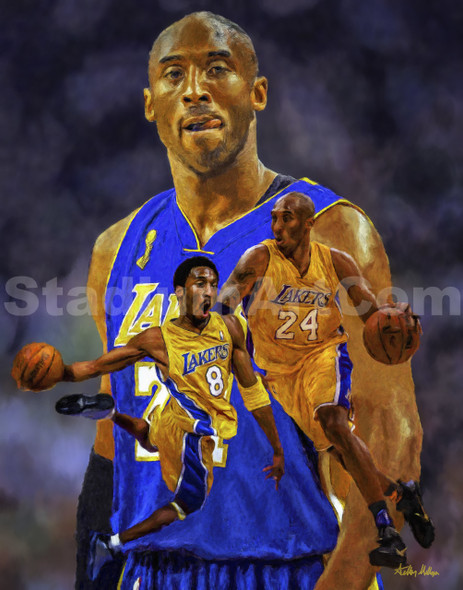 Kobe Bryant Los Angeles Lakers LA Art 3 NBA Basketball Art