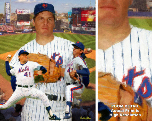 Tom Seaver New York Mets Tom Terrific NY Miracle Mets MLB Baseball Stadium Art Print 2520 main image with zoom detail