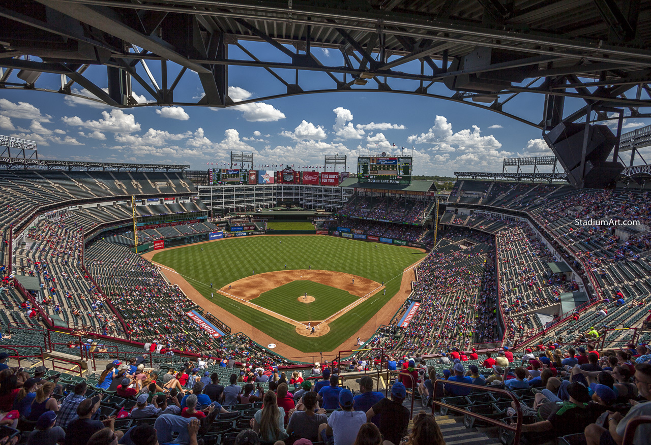 Texas Rangers at Globe Life Park Night Print - the Stadium Shoppe