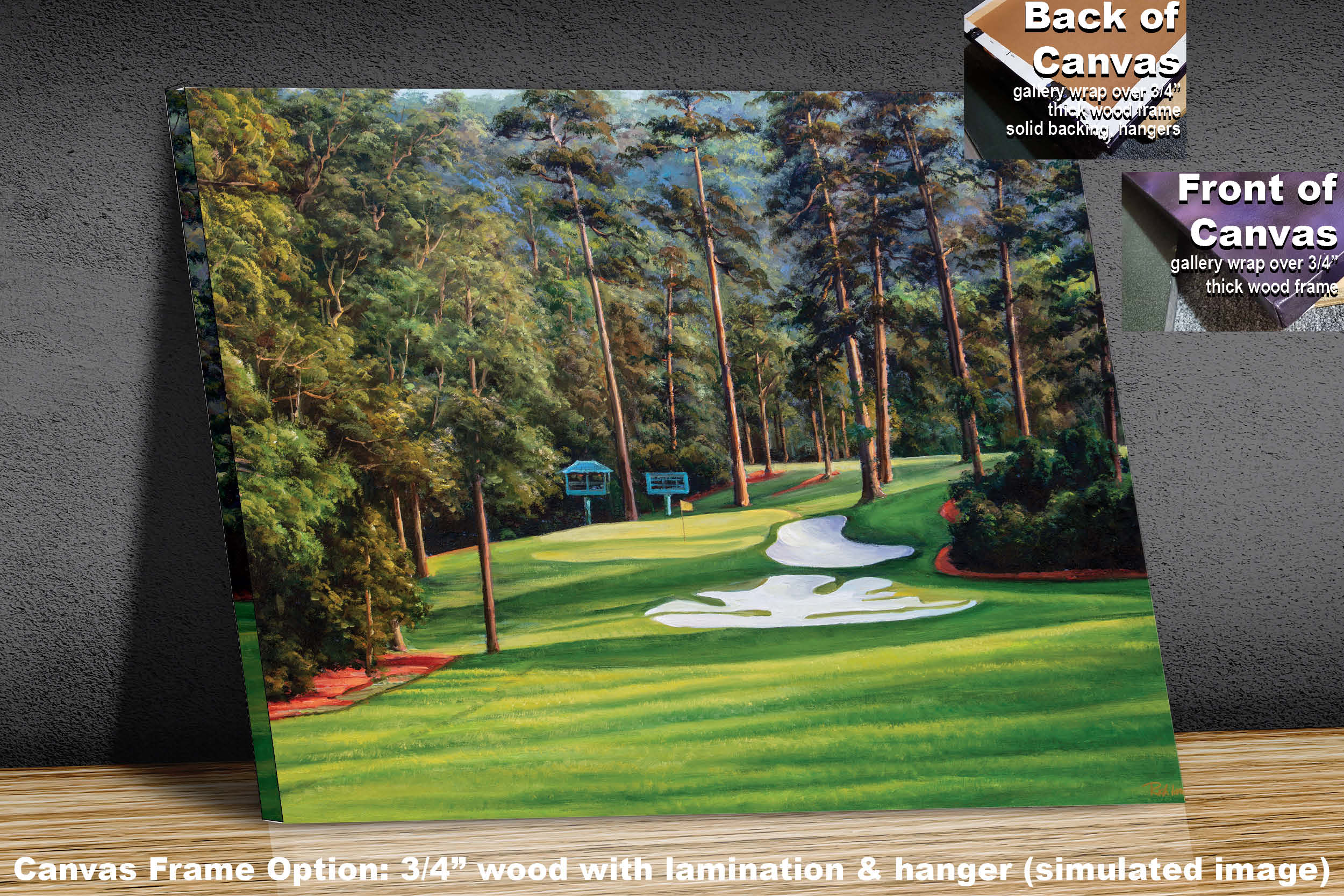 Augusta National Golf Club Masters Tournament Hole 13 Magnolia golf course  oil painting art print 2550 on 36x48 Stretched Gallery Wrap Canvas Frame 