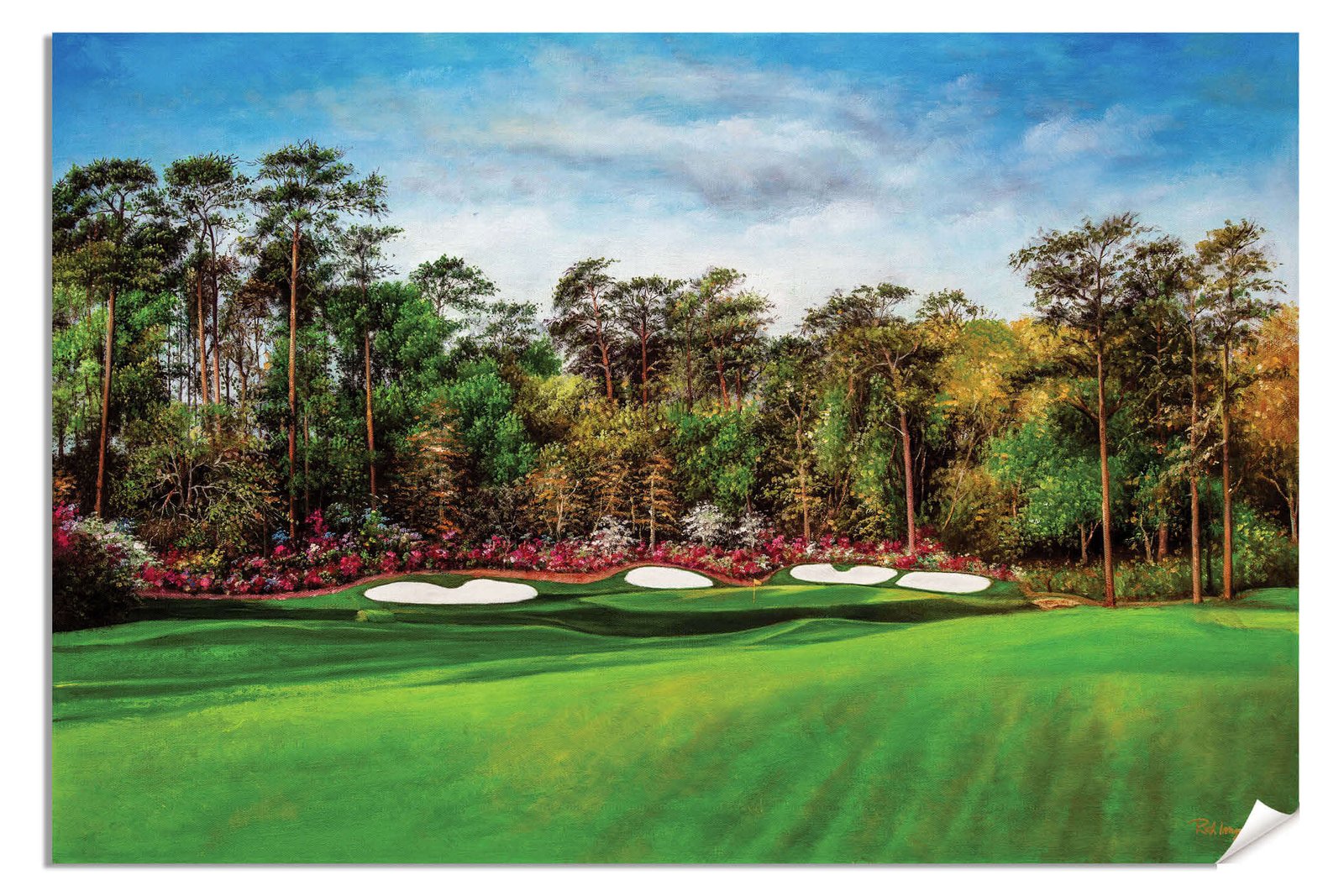 Augusta National Golf Club Masters Tournament Hole 13 Azalea golf course oil painting art print 2570