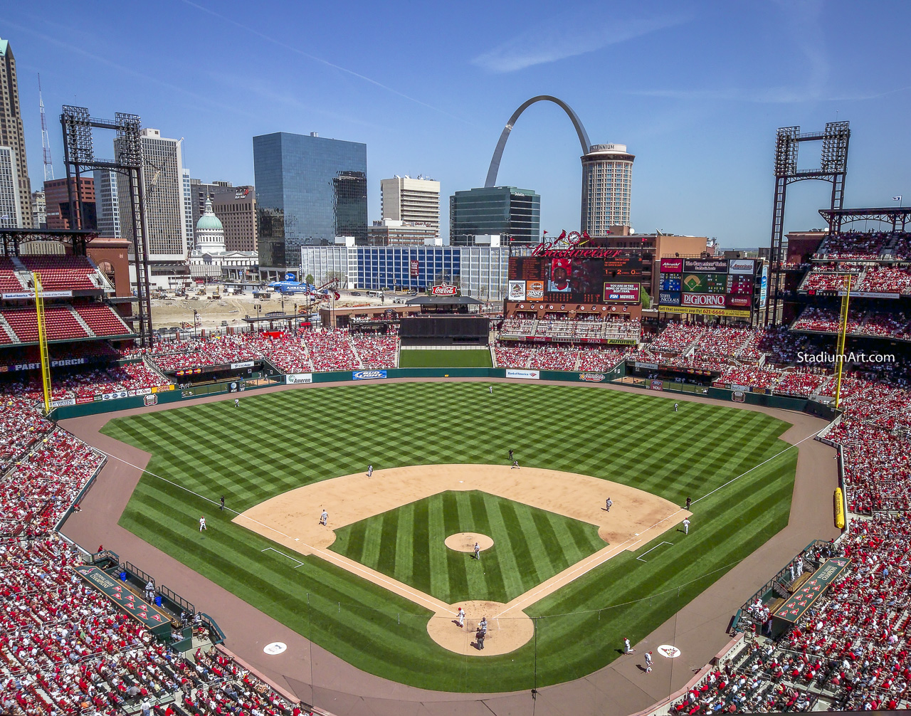 Trends International Mlb St. Louis Cardinals - Busch Stadium 22 Framed Wall  Poster Prints White Framed Version 22.375 X 34 : Target