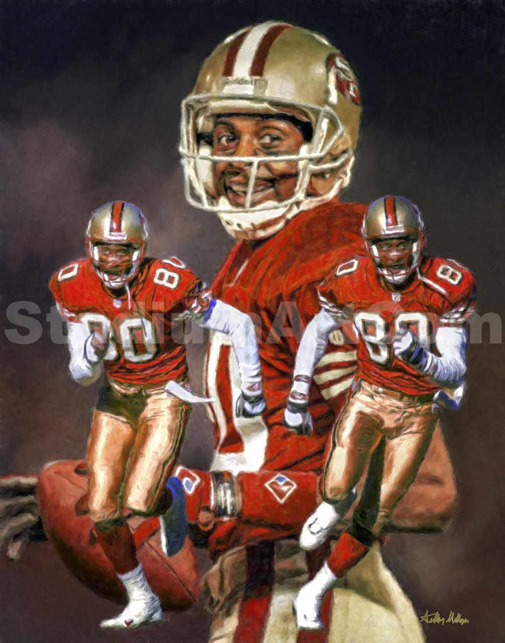 San Francisco 49ers Jerry Rice Wide Receiver NFL Football Art 8x10 to 48x36  Art Print