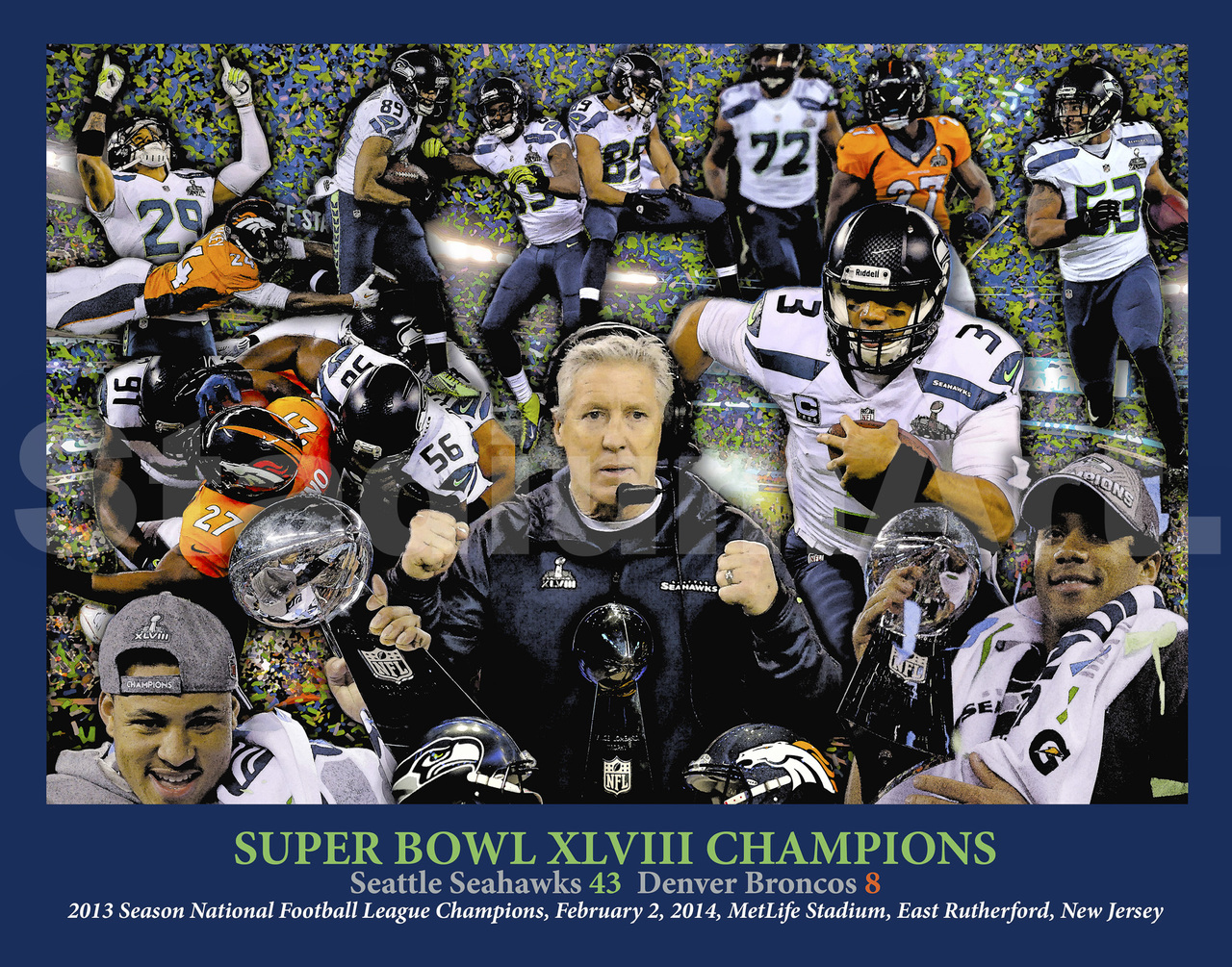 Denver Broncos Peyton Manning Super Bowl 50 Champions NFL Football Art  8x10-48x36