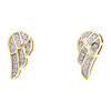 10K Yellow Gold Diamond Angel Wing Studs 13mm Frame Mens Pave Earrings 0.07 CT.