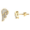 10K Yellow Gold Diamond Angel Wing Studs 13mm Frame Mens Pave Earrings 0.07 CT.