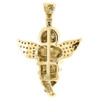 Yellow Diamond Angel Pendant Men's 10K Gold Round Cut Pave Mini Charm 0.20 Tcw.