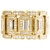 18K Yellow Gold Round & Baguette Cut Diamond Wedding Band 15mm Mens Bezel Set Ring 3.93 CT.