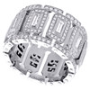 18K White Gold Round & Baguette Cut Diamond Wedding Band 15mm Mens Bezel Set Ring 3.93 CT.