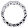 18K White Gold Round & Baguette Cut Diamond Wedding Band 15mm Mens Bezel Set Ring 3.93 CT.