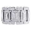 18K White Gold Round & Baguette Cut Diamond Wedding Band 15mm Mens Bezel Set Ring 3.93 CT.