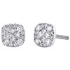 14K White Gold Princess Round Diamond Soleil Cluster Stud 5.75mm Earrings 1/4 CT