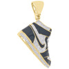 10K Yellow Gold Diamond Black Enamel Air Jordan Shoe Pendant 1.75" Charm 0.60 CT