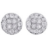 14K White Gold Princess Diamond Soleil Cluster Stud 12mm Circle Earrings 2 CT.