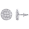 14K White Gold Princess Diamond Soleil Cluster Stud 11mm Circle Earrings 1.50 CT