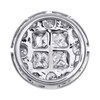 14K White Gold Round & Princess Diamond Circle Pendant 0.40" Slide Charm 1/2 CT.