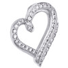 14K White Gold Round Diamond Heart Pendant 0.95" Channel Set Slide Charm 1 CT.