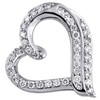 14K White Gold Round Diamond Heart Pendant 0.95" Channel Set Slide Charm 1 CT.