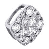 14K White Gold Round & Princess Diamond Square Pendant 0.25" Slide Charm 1/4 CT.