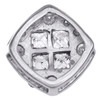 14K White Gold Round & Princess Diamond Square Pendant 0.25" Slide Charm 1/4 CT.