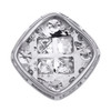 14K White Gold Round & Princess Diamond Square Pendant 0.45" Slide Charm 1 CT.