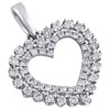 14K White Gold Prong Set Round Diamond Heart Pendant 0.80" Love Charm 0.37 CT.