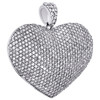 14K White Gold Round Cut Diamond Puff Heart Pendant 1.10" Domed Pave Charm 2 CT.