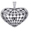 14K White Gold Round Cut Diamond Puff Heart Pendant 1.10" Domed Pave Charm 2 CT.