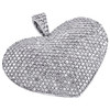 14K White Gold Round Cut Diamond Puff Heart Pendant 1.10" Domed Pave Charm 2 CT.