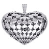 14K White Gold Round Cut Diamond Puff Heart Pendant 1.20" Domed Pave Charm 3 CT.