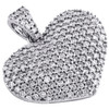 14K White Gold Round Cut Diamond Puff Heart Pendant 0.85" Domed Pave Charm 1 CT.