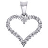 14K White Gold Round Diamond Heart Pendant 0.70" Love Charm Prong Set 1/4 CT.