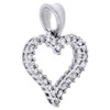 14K White Gold Round Diamond Heart Pendant 0.70" Love Charm Prong Set 1/4 CT.