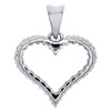 14K White Gold Round Diamond Heart Pendant 0.70" Love Charm Prong Set 1/4 CT.