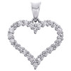 14K White Gold Round Diamond Heart Pendant 0.80" Love Charm Prong Set 1/2 CT.