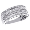 10K White Gold Tapered Baguette & Round Cut Diamond Wedding Band 8mm Ring 1 CT.