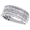 10K White Gold Tapered Baguette & Round Cut Diamond Wedding Band 8mm Ring 1 CT.