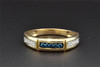 Blue Diamond Wedding Band 14K Yellow Gold Round Cut Mens Ring 0.26 Ct