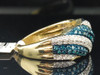 Blue Diamond Cocktail Ring Right Hand Fashion Band 10K Yellow Gold 0.85 Ct